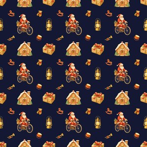 Dark Navy Toy Box Christmas Seamless Pattern, Digital Paper PNG