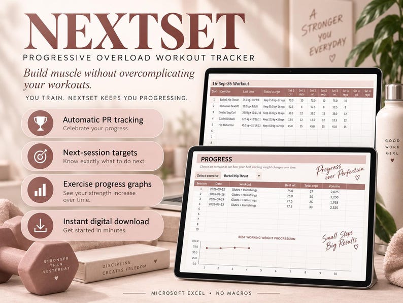 Progressive Overload Workout Tracker | Excel Gym Log (digital Download ...