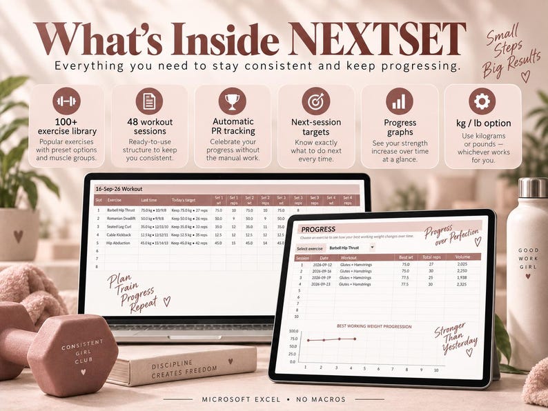 Progressive Overload Workout Tracker | Excel Gym Log (digital Download ...