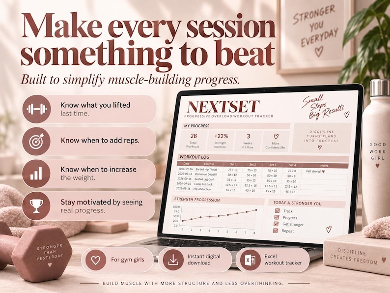 Progressive Overload Workout Tracker | Excel Gym Log (digital Download ...