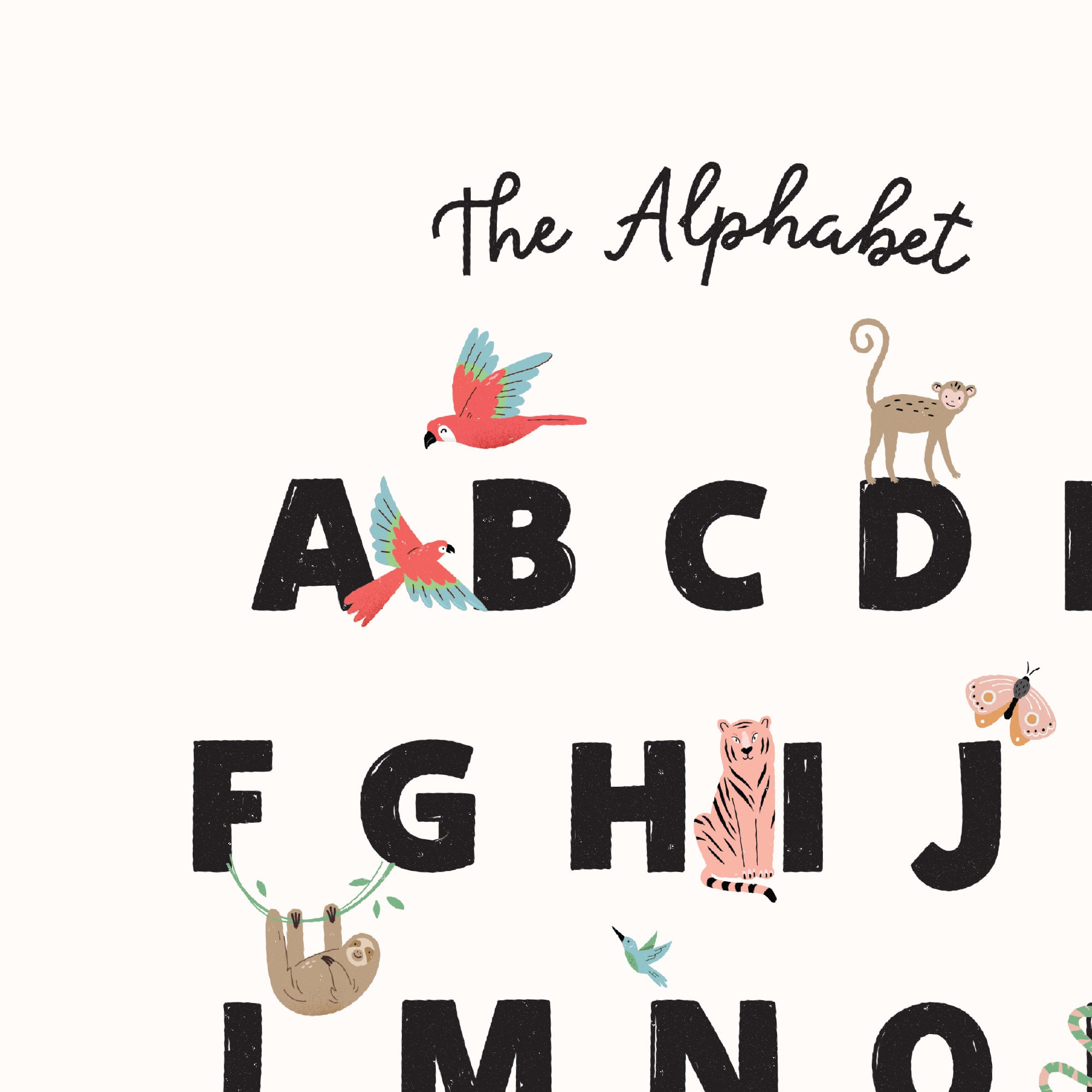 Jungle Alphabet Alphabet Print for Nursery Alphabet Print Etsy