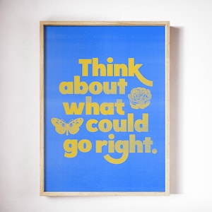Think About What Could Go Right | Kids Quote Art Print | Kids Playroom Prints | Modern Kids Decor | Playroom and Nursery Print | 11x14 Blue