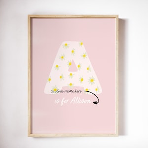 Daisy Custom initial print, kids name printable, personalized daisy name print, name print, nursery print, custom birth print, daisy art