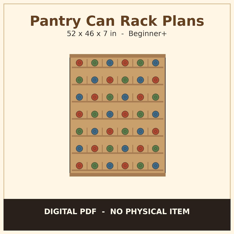 Pantry Can Rack Plans PDF, 6-lane 7-shelf Top-load Zigzag Gravity Feed ...