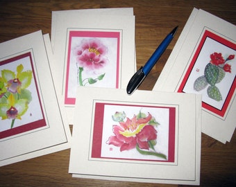 My Chinese Brush Floral Paintings Blank Notecard Set of 4