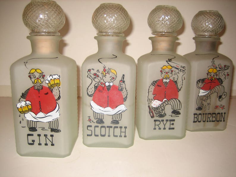 Frosted Glass Gay Bartender Decanter Set by Gay Fad Etsy
