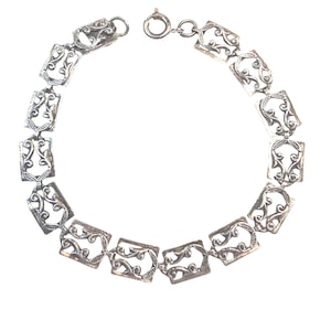 Vintage Danecraft Sterling Silver Scrollwork Panel Bracelet – 7" Signed ® Filigree