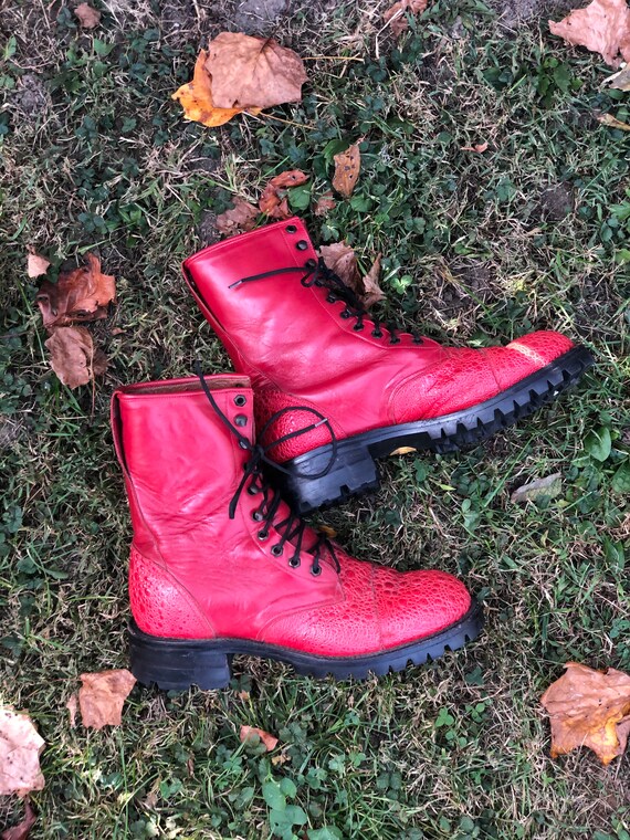 Rare vintage Vibram red ostrich leather Dr. Marten