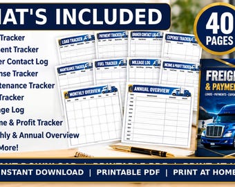 Freight Load & Payment Tracker | 40-Page Trucking Business Planner (PDF)