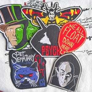 Parche bordado de película de terror, aplique termoadhesivo espeluznante para chaqueta, mochila o decoración DIY.