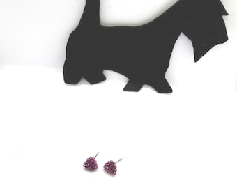 Amethyst (Purple) Color Small Triangle Beaded Stud Earrings