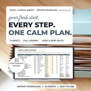 Divorce Planner Spreadsheet, Full Journey Organizer for Excel and Google Sheets, Asset Division, Custody, Post-Divorce Budget