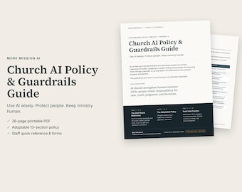 Church AI Policy Template, Guardrails Guide for Staff, Pastors (PDF)