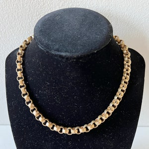 1950s Coro Large 15.5&quot; Rolo Chain Choker Necklace - Mid Century Gold Tone Designer Costume Short Necklace