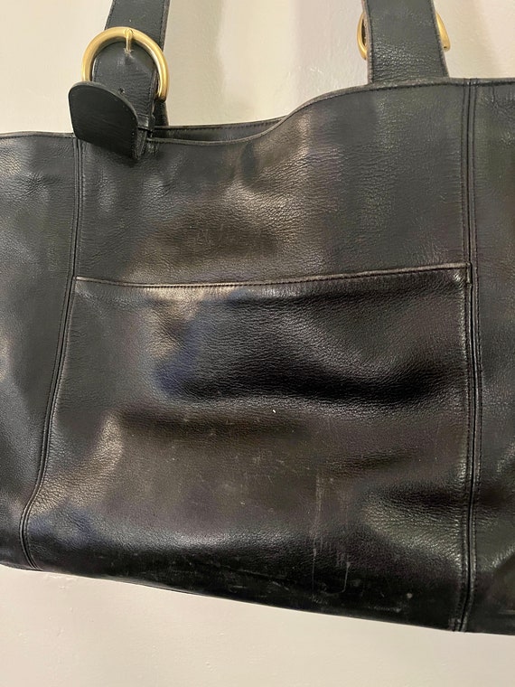 90’s OLD COACH TOTEBAG NEW Coach 90's Vintage Black Leather Large Legacy Zip