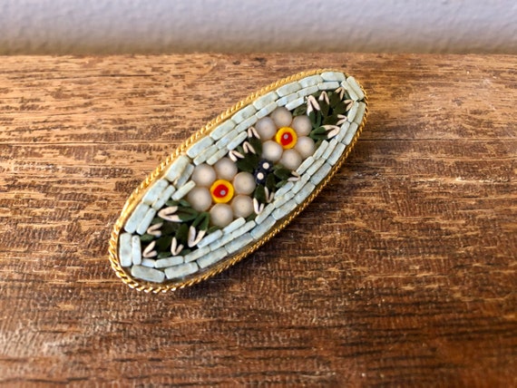 Vtg Italian Micro Mosaic Brooch - Mid 20th Century - image 2