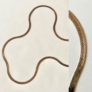 Vtg Sterling Silver Light Rose Gold Finish Liquid/Herringbone Chain Necklace - 20&quot; - circa 1980s/1990s - Pale Rose/Yellow Gold on 925 Italy