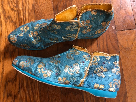 Vtg Brocade Chinese-Style Slip-On Booties - 1970s… - image 1