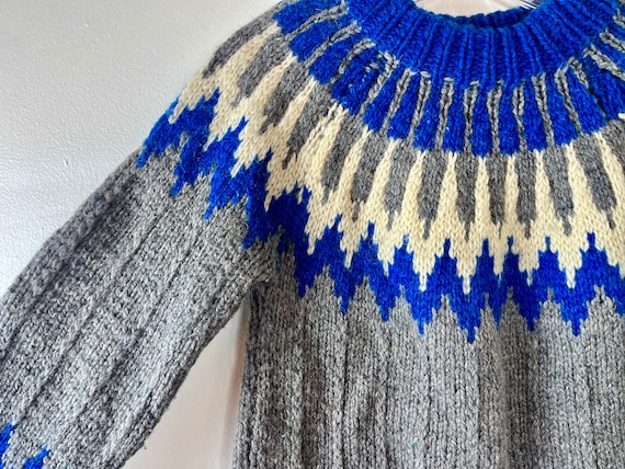 Vtg Hand-Knit Icelandic Wool Unisex Sweater, circ… - image 4
