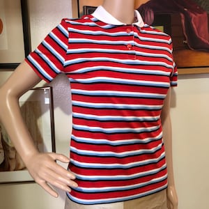 Vtg Levi’s Unisex/Women’s Stripe Knit Polo Shirt - Size Medium - 1990s