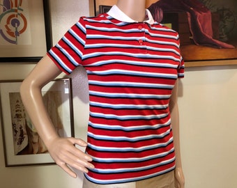 Vtg Levi’s Unisex/Women’s Stripe Knit Polo Shirt - Size Medium - 1990s