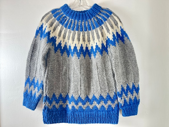 Vtg Hand-Knit Icelandic Wool Unisex Sweater, circ… - image 1