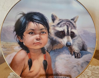 Gregory Perillo 1986 Limited Edition, Collectors Plate, "Dark-Eyed Friends", Original Box and Certificate of Authenticity
