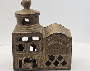 AC Williams, Two Story Mosque Penny Bank, Circa 1905-1934, 80% Original Paint