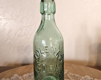 Tolenas Springs Sodaflasche, applizierter Blob-Top, grünes Glas, circa 1850 - 1880