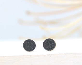 small black round stud earrings, tiny earrings, simple black studs sterling silver, mens earrings, minimalist earrings, unisex earrings