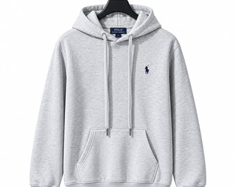 Felpa con cappuccio blu navy Polo Ralph Lauren, pullover in cotone stile preppy, felpa con logo Pony