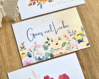 Klappkarten Set Glück und Liebe mit gestalteten Innenseiten | 3 Grußkarten B6 quer | Karten Blumen | Grußkarte Blumen | Glückwunschkarten
