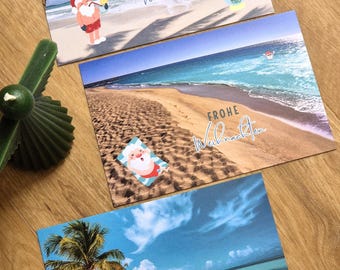 Lustige Weihnachtskarten Weihnachtsmann | Set 3 Weihnachts-Postkarten B6 | mit Kraftpapier-Briefumschlag | Postkarten Set für Weihnachtspost