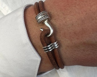 BRACCIALE DA UOMO IN PELLE, bracciale fatto a mano in Italia per lui, per ragazzo, per bambino, regalo per la festa del papà, per compleanno