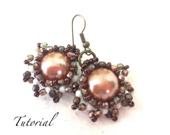 valentines day, TUTORIAL "Cornelia" EARRINGS, pdf file, downloadable, beadwoven earrings instructions, pattern