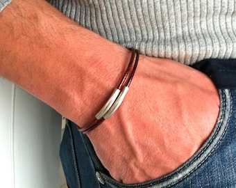 FOR HIM BRACELET, jewelry for men, waxed cotton bracelet, charm, gift for him, for men, for boy, minimal bracelet, Christmas gift