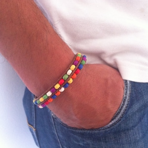 BRACCIALE PER UOMO, per lui, bracciale unisex, fatto a mano, chiusura con bottone, bracciale estate, alla moda, regalo per lui