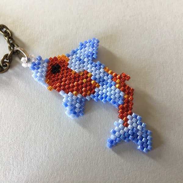 BEADED DOLPHIN PENDANT, animal in jewels, necklace, animal pendant, gift for her, for girl, original  pendant, gift for mothers day