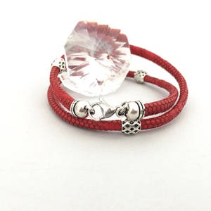 FOR HIM BRACELET, gift for men, red eco leather bracelet, mens bracelet, for men bracelet, double round, unisex, jewelry for boy