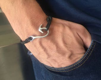 MENS ANCHOR BRACELET, custom bracelet, for him gift, simplistic bracelet, minimalist, handmade in Italy, mens gift, unisex