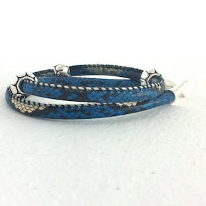 BRACELET FOR MEN, bracelet for him, blu eco python leather bracelet, jewelry for men, gift for him, double round bracelet, personalized