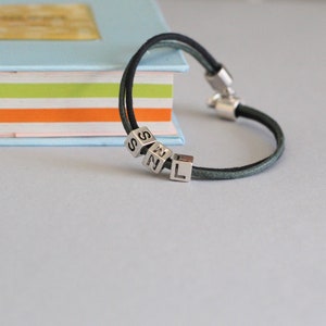 MENS LETTERS BRACELET, tres letras, pulsera para hombres, para él joyería, pulsera de hombres personalizados, pulsera con letras del alfabeto