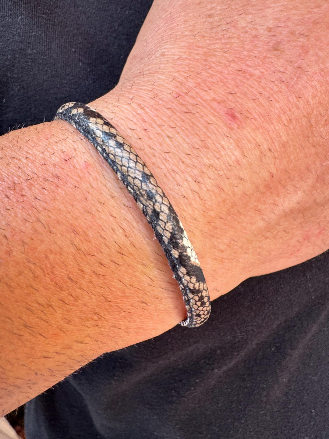 Bracciale Uomo In Acciaio Inox, Pelle E Silicone Nero - Regalo Per Lui - Foto 3
