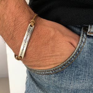 PULSERA CORDÓN PARA HOMBRE, pulsera grabada, pulsera personalizada de tamaño y color, regalo para niño, para papá, para él, pulsera simplista