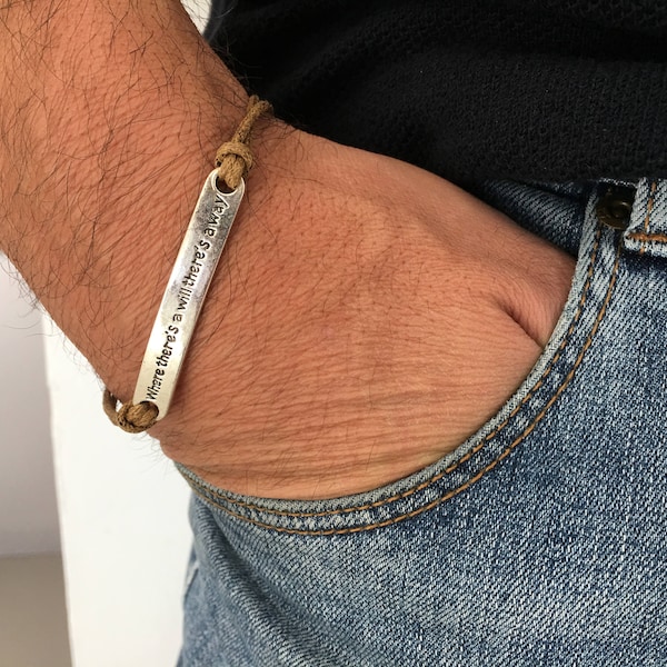 PULSERA CORDÓN PARA HOMBRE, pulsera grabada, pulsera personalizada de tamaño y color, regalo para niño, para papá, para él, pulsera simplista