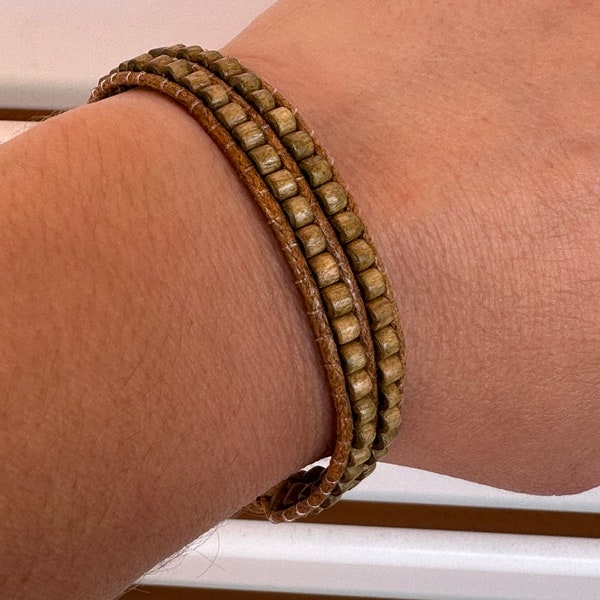 メンズ ウッド ブレスレット、男性用ウッドビーズ ブレスレット、イタリア製コードとビーズ付きブレスレット、ユニセックス ブレスレット、ボーイズ ブレスレット
