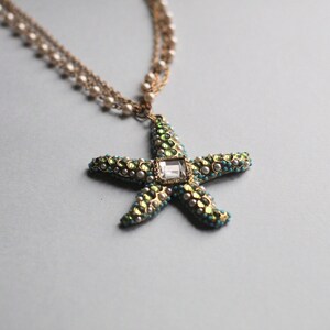 COLLANA BRIGHT STAR, collana con stella e perline, collana gitana, regalo originale per donna, made in Italy, collo originale ed elegante, per lei immagine 3