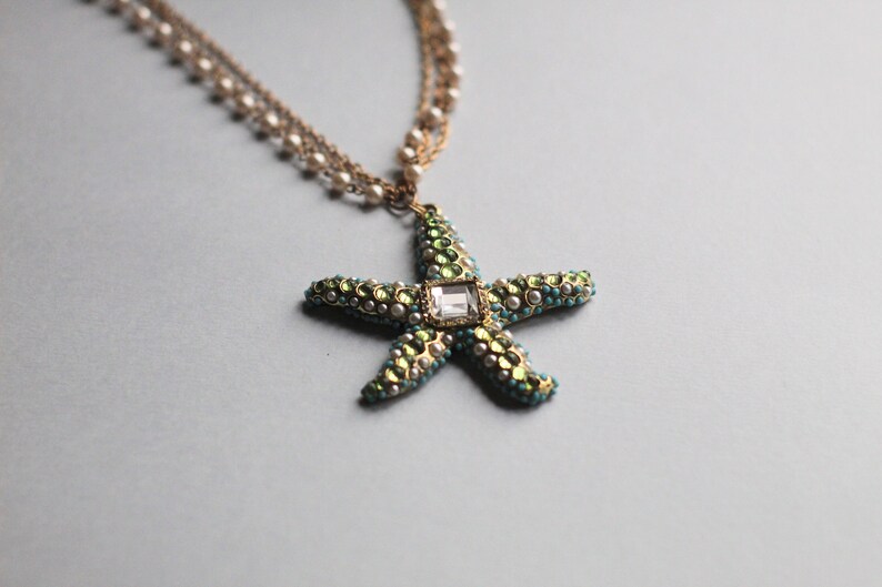 COLLANA BRIGHT STAR, collana con stella e perline, collana gitana, regalo originale per donna, made in Italy, collo originale ed elegante, per lei immagine 3