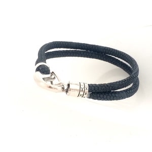 FOR MAN BRACELET, mens personalized  bracelet, leather bracelet realized with python blue cord and metal clasp, hypoallergenic