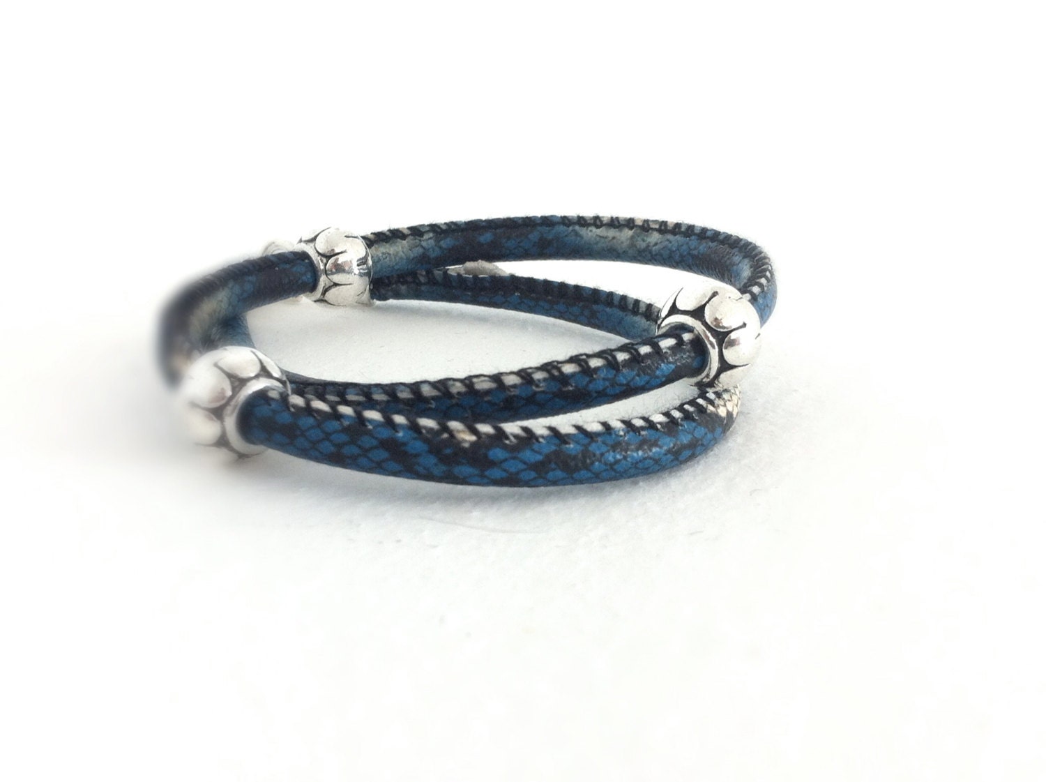 BRACELET FOR MEN Bracelet for Him Blu Eco Python Leather - Etsy